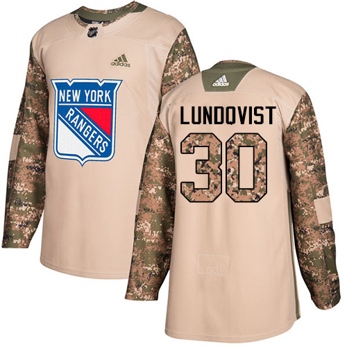 Adidas Rangers #30 Henrik Lundqvist Camo Authentic Veterans Day Stitched NHL Jersey
